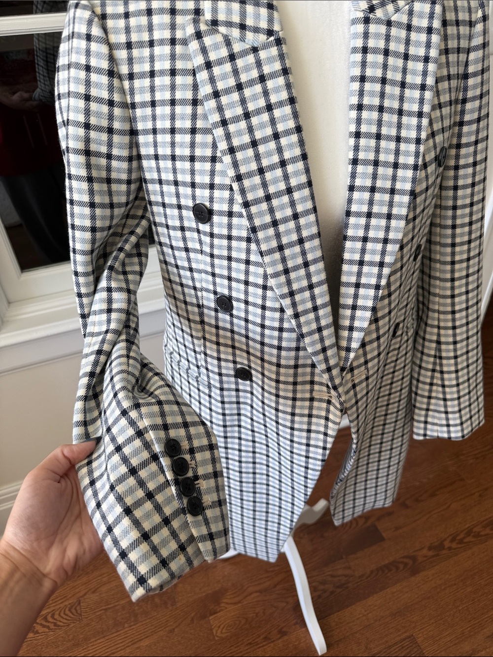 Club Monaco Black and White Plaid Double-Breasted Blazer - Picture 4 of 6